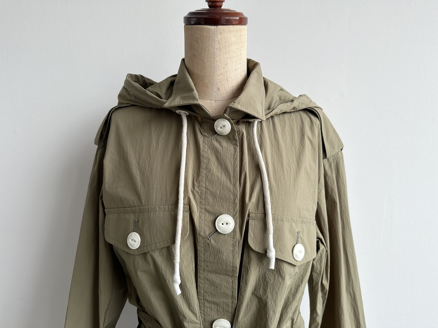 rag&bone Hooded Nylon Coat, Khaki, Size XS
