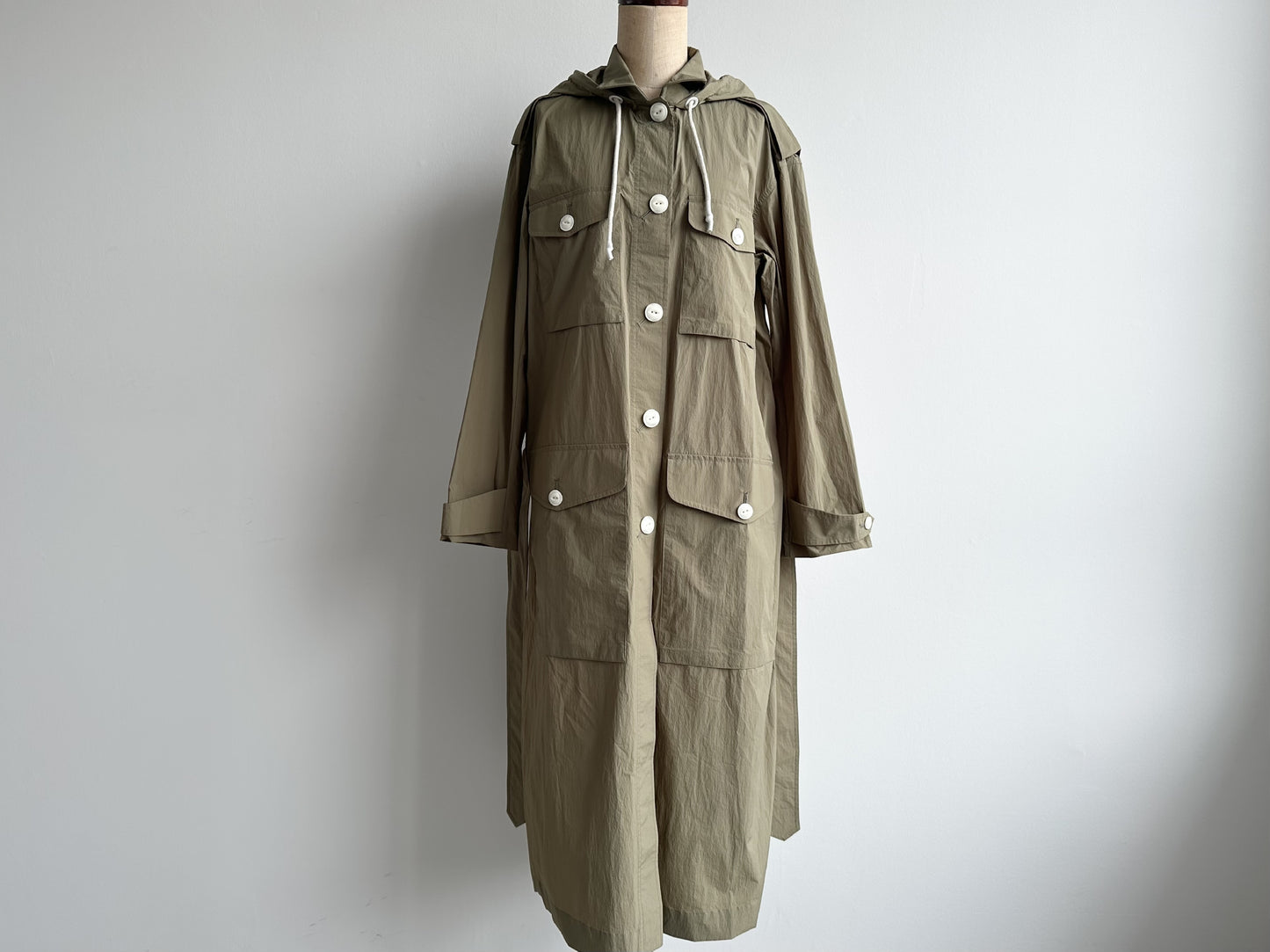 rag&bone Hooded Nylon Coat, Khaki, Size XS