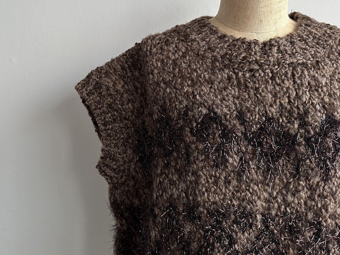 ROBERTO COLLINA Baby Alpaca Knit Vest, Brown, Size Small, with Tags
