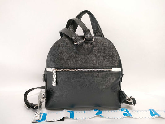 JRA Crocodile Leather Backpack/Backpack, Black/White, Dyed with Pouch