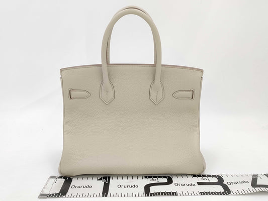 HERMES Birkin 30 Beton Silver Hardware C Stamp Handbag