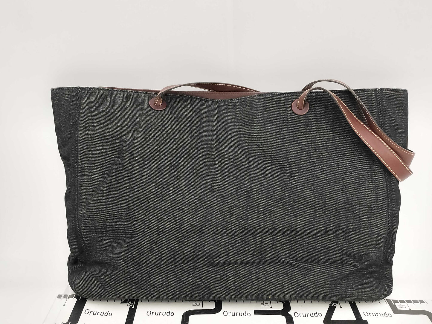 CHANEL denim tote bag with sticker