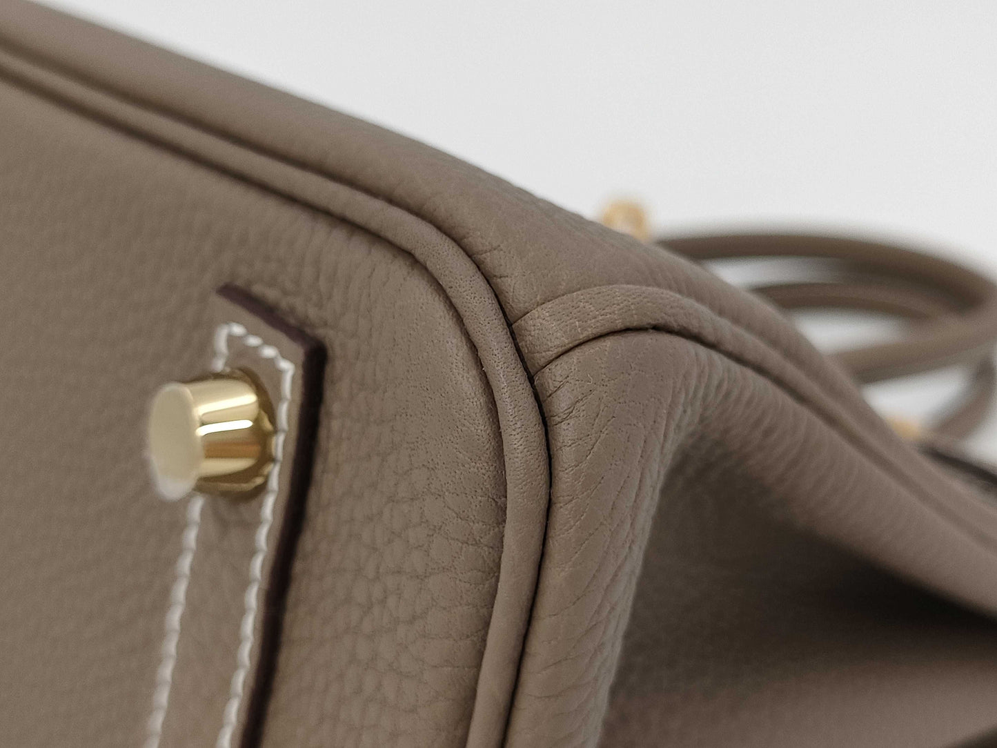 HERMES Birkin 25K Togo Etoupe Gold Hardware Handbag