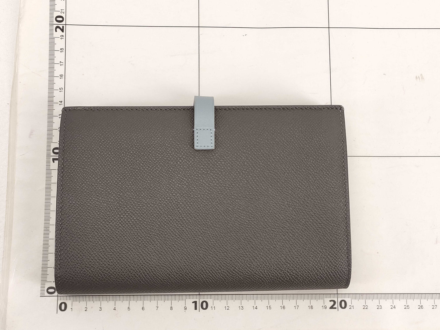 CELINE Large Wallet with Hook and Snap, Calfskin/Gray x Blue-Gray, Box, Dust Bag, Care Card