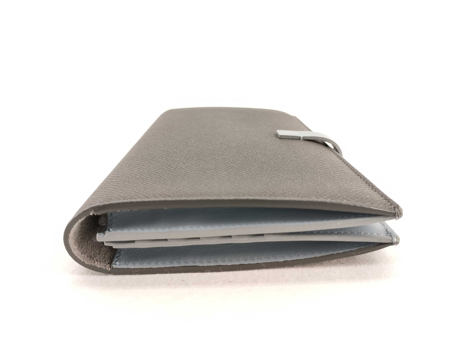 CELINE Large Wallet with Hook and Snap, Calfskin/Gray x Blue-Gray, Box, Dust Bag, Care Card