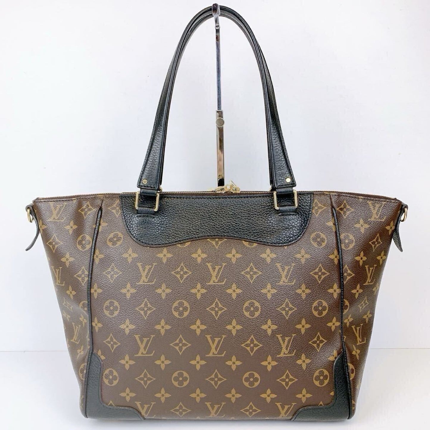 LOUIS VUITTON Louis Vuitton Estrella MM Monogram Macassar 2-way Tote Bag/Handbag M51192 Black Leather with Gold Hardware MIO155 Shoulder Bag