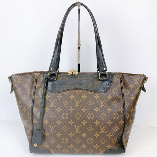 LOUIS VUITTON Louis Vuitton Estrella MM Monogram Macassar 2-way Tote Bag/Handbag M51192 Black Leather with Gold Hardware MIO155 Shoulder Bag