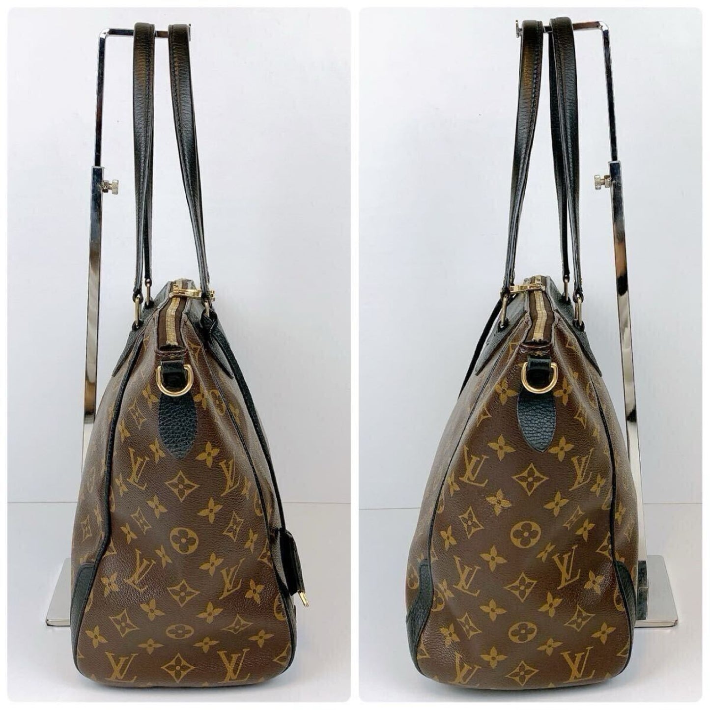 LOUIS VUITTON Louis Vuitton Estrella MM Monogram Macassar 2-way Tote Bag/Handbag M51192 Black Leather with Gold Hardware MIO155 Shoulder Bag