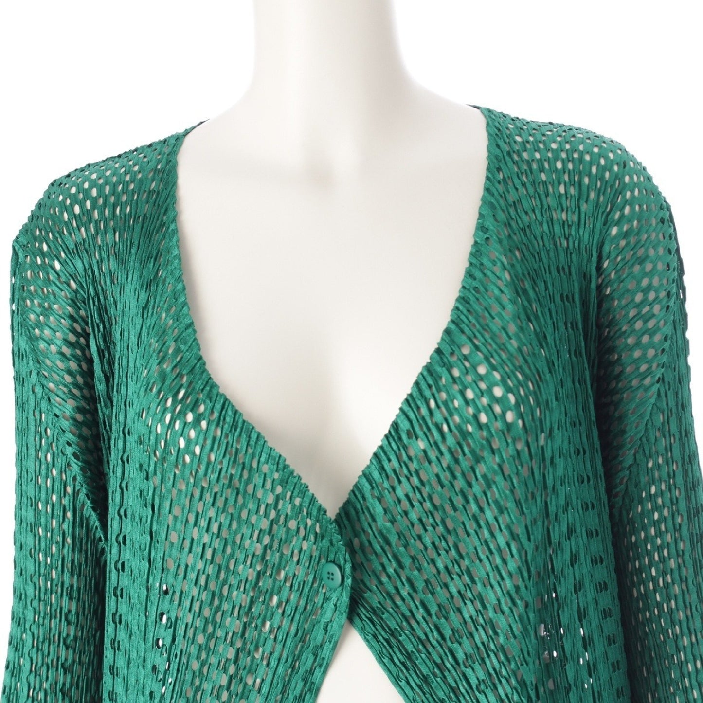 PLEATS PLEASE ISSEY MIYAKE Mesh Punching Long Cardigan PP73-JA815 Green 4 Pleats Please ISSEY MIYAKE 4 Cardigan