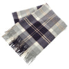 Johnstons Cashmere Check Pattern Large Scarf, Gray x Navy x Beige, Width: Approx. 71cm, Total Length: Approx. 186cm