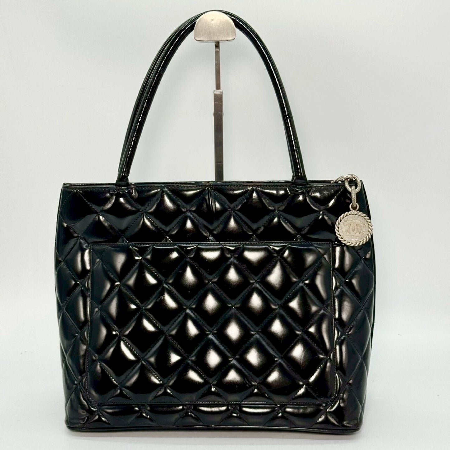 CHANEL Patent Leather Reissue Tote Bag, Black, 6365545