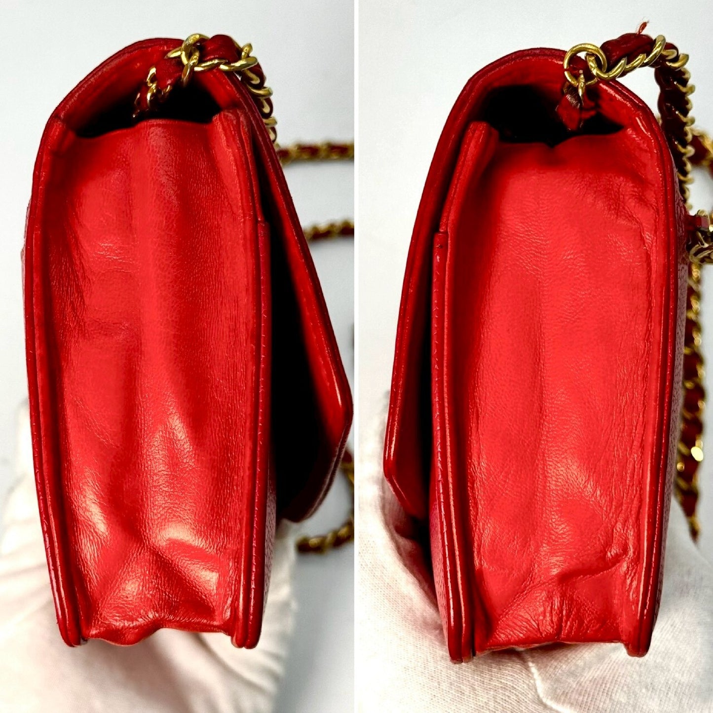 CHANEL Caviar Skin Coco Mark Chain Shoulder Wallet Red 5057344 Shoulder Bag