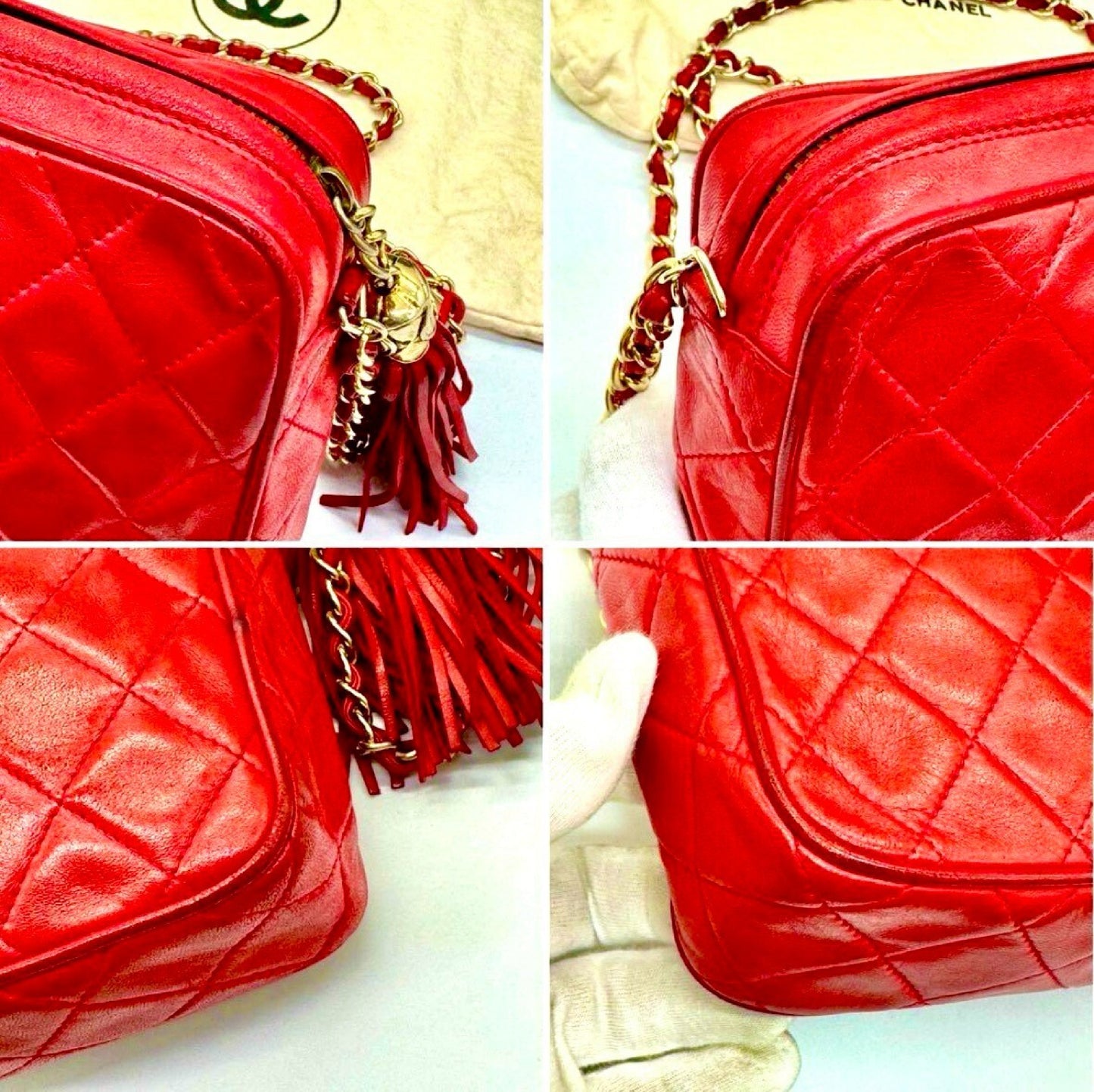 CHANEL Matelasse Coco Mark Lambskin Chain Shoulder Bag Red 1315729 Shoulder Bag