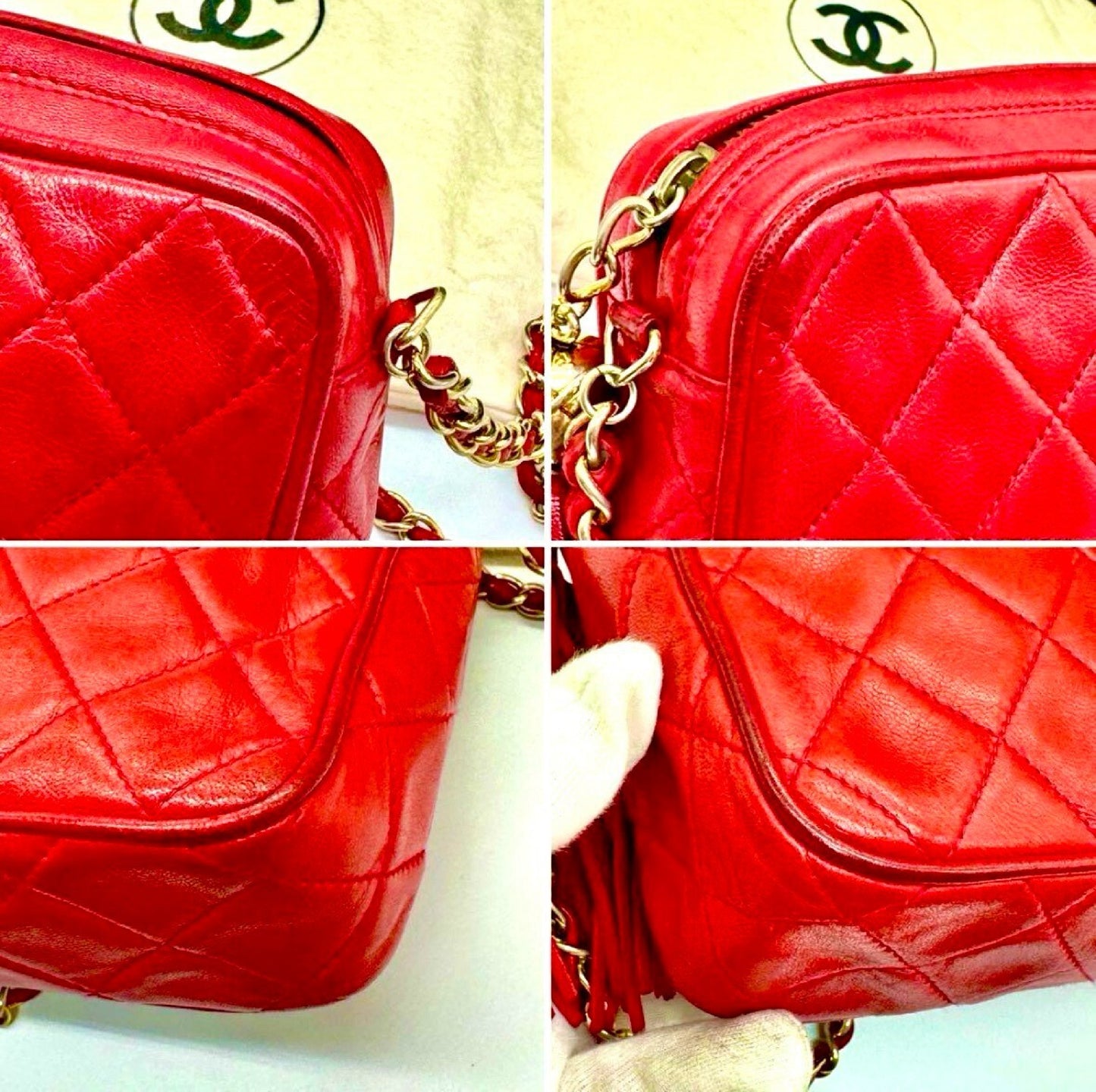 CHANEL Matelasse Coco Mark Lambskin Chain Shoulder Bag Red 1315729 Shoulder Bag