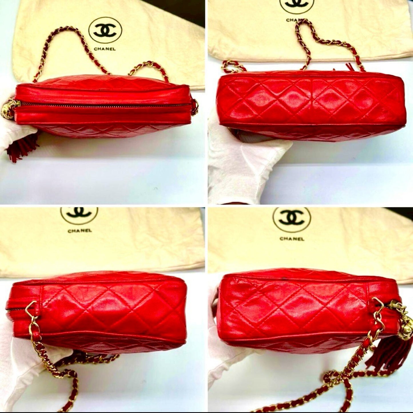 CHANEL Matelasse Coco Mark Lambskin Chain Shoulder Bag Red 1315729 Shoulder Bag