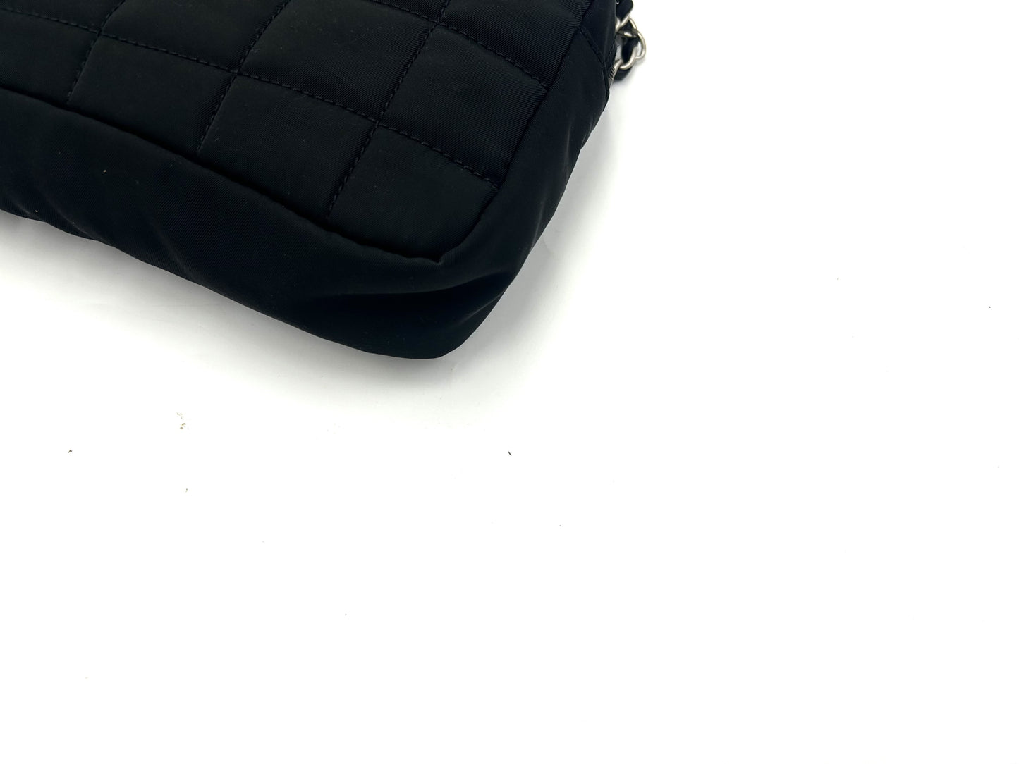 CHANEL Chocolate Bar Cotton Leather Chain Bag