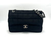 CHANEL Chocolate Bar Cotton Leather Chain Bag