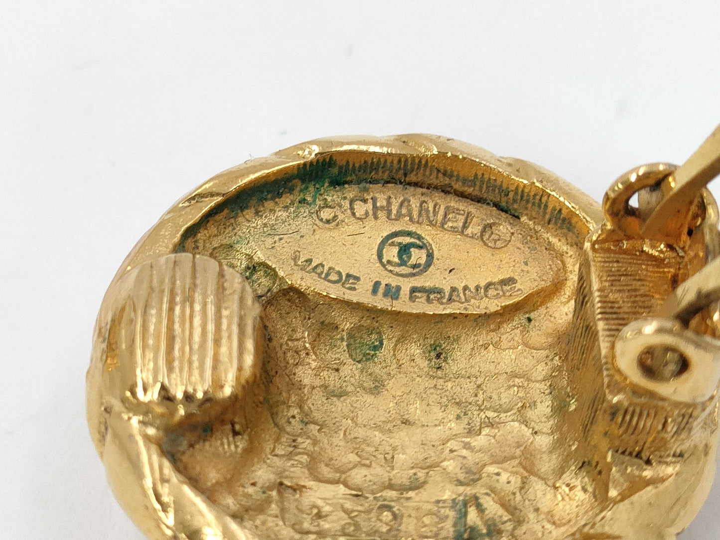 CHANEL Coco Mark Circle Gold Yg Earrings