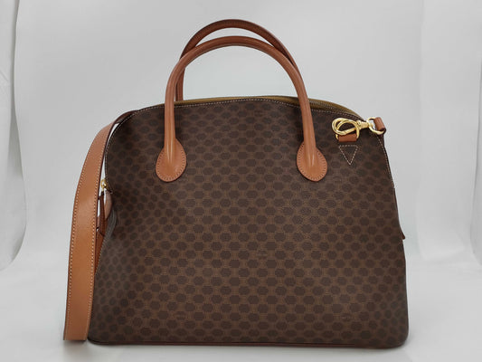CELINE Macadam PVC and Leather 2-Way Handbag Brown