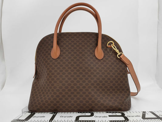 CELINE Macadam PVC and Leather 2-Way Handbag Brown