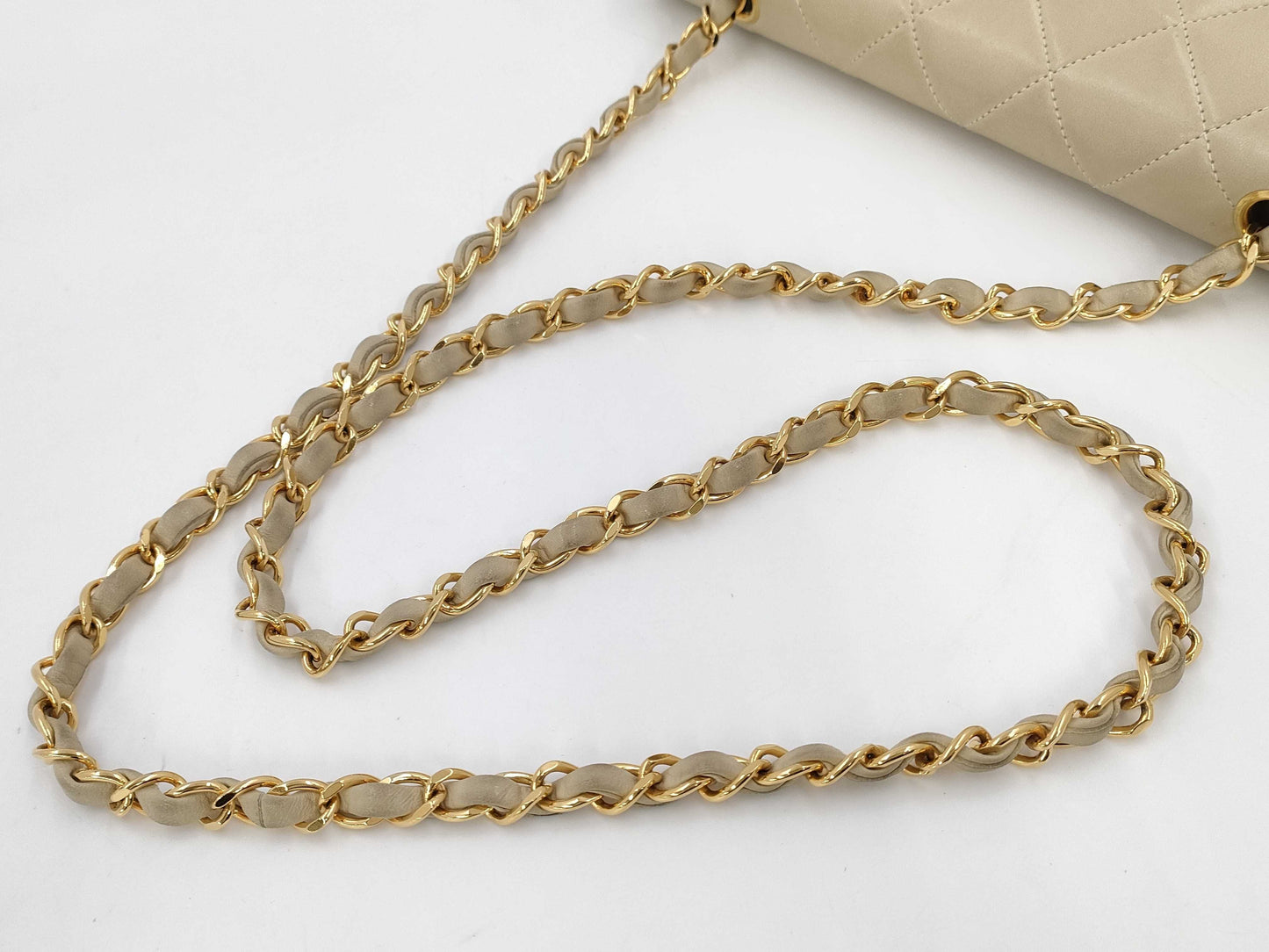 CHANEL Matelasse Chain Bag Beige Shoulder Bag