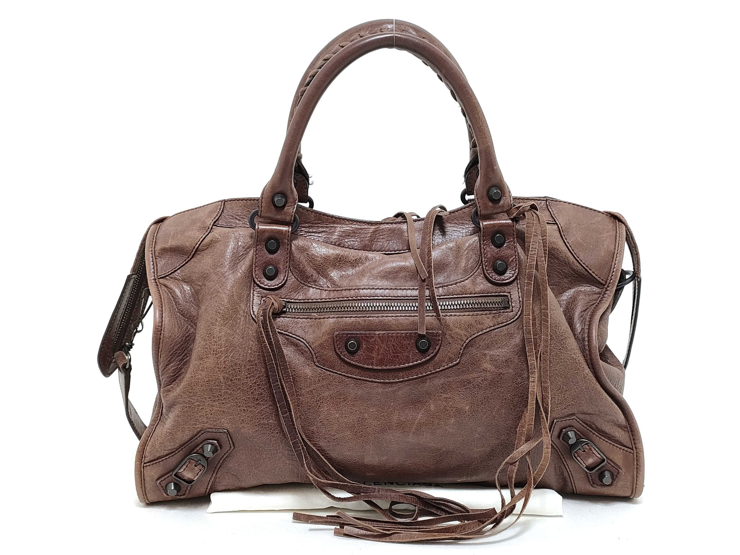 BALENCIAGA The City Balenciaga The City Leather 2-Way Handbag Brown 115748 Mirrored Handbag