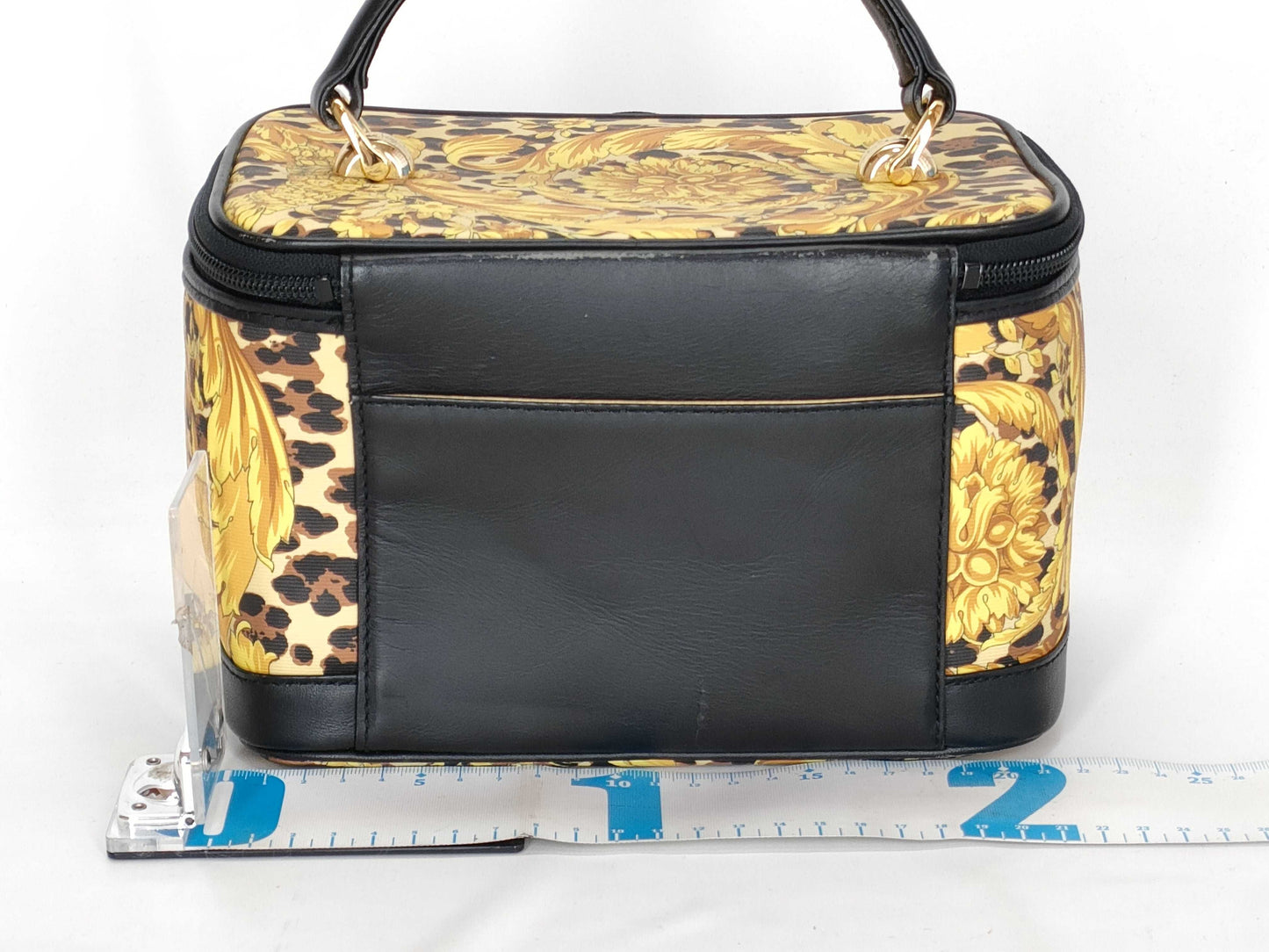 VERSACE Jeanne Versace Nylon x Leather Vanity Bag Black x Yellow Vanity Bag