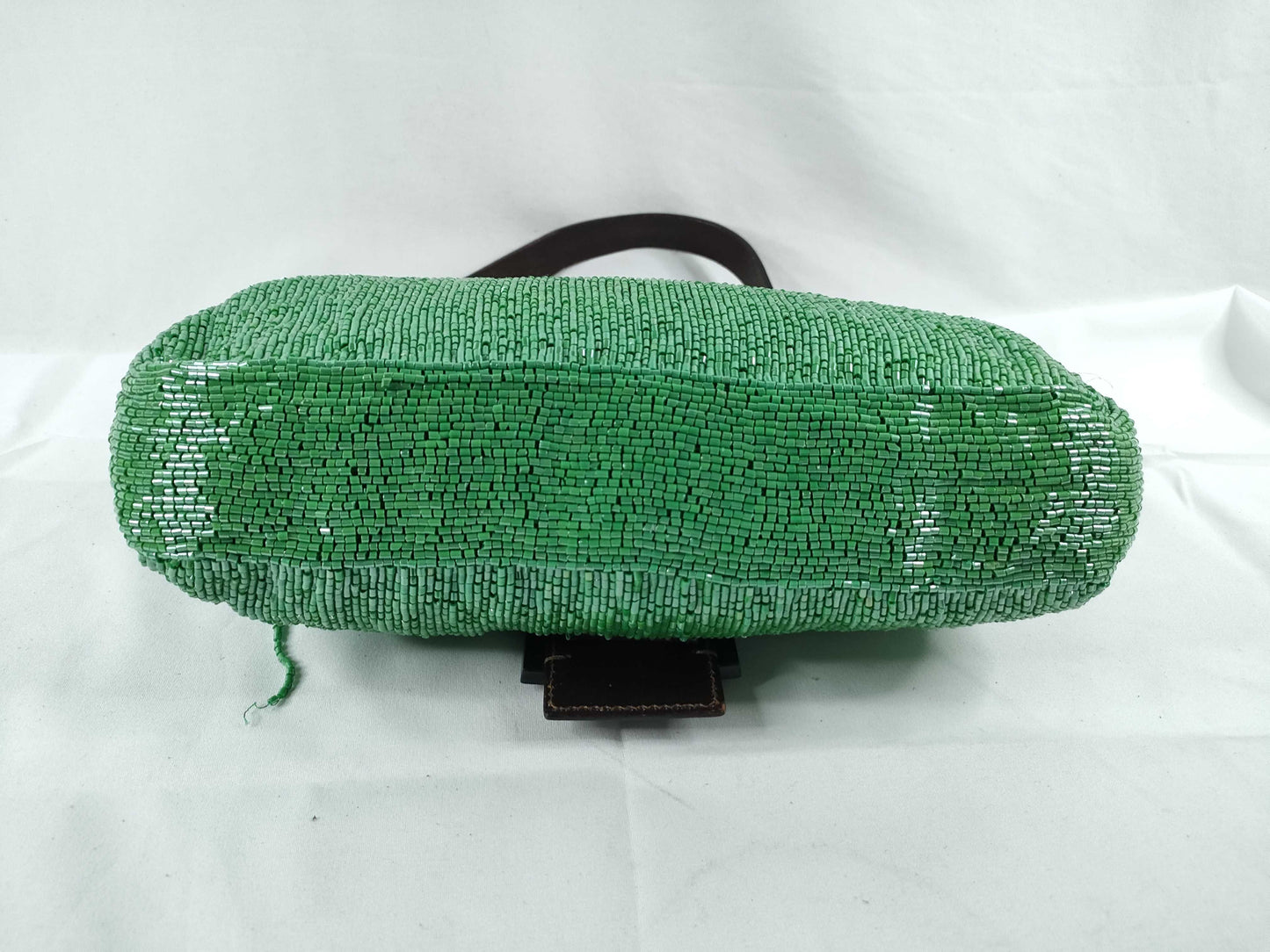 FENDI Fendi Mamma Bucket Beaded x Leather Shoulder Bag Green Shoulder Bag