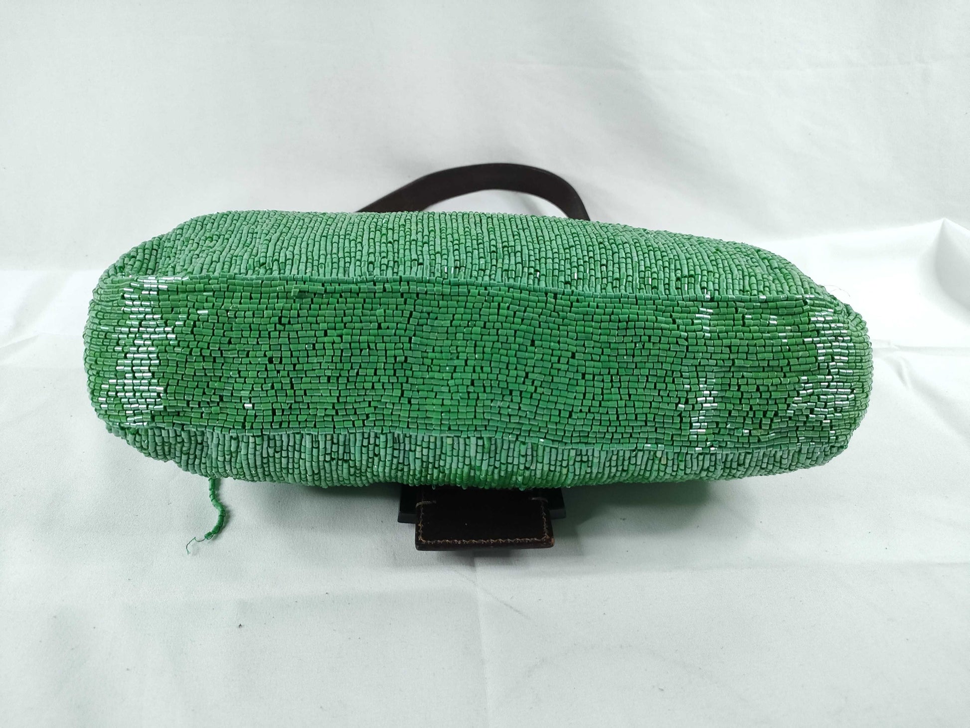 FENDI Fendi Mamma Bucket Beaded x Leather Shoulder Bag Green Shoulder Bag