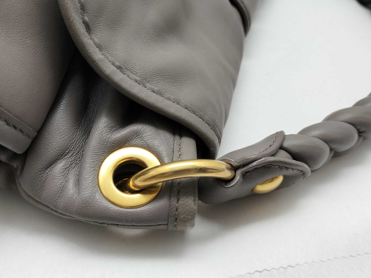 miu miu HK-Miu Miu RR1300 Matelasse Lambskin Grey Shoulder Bag