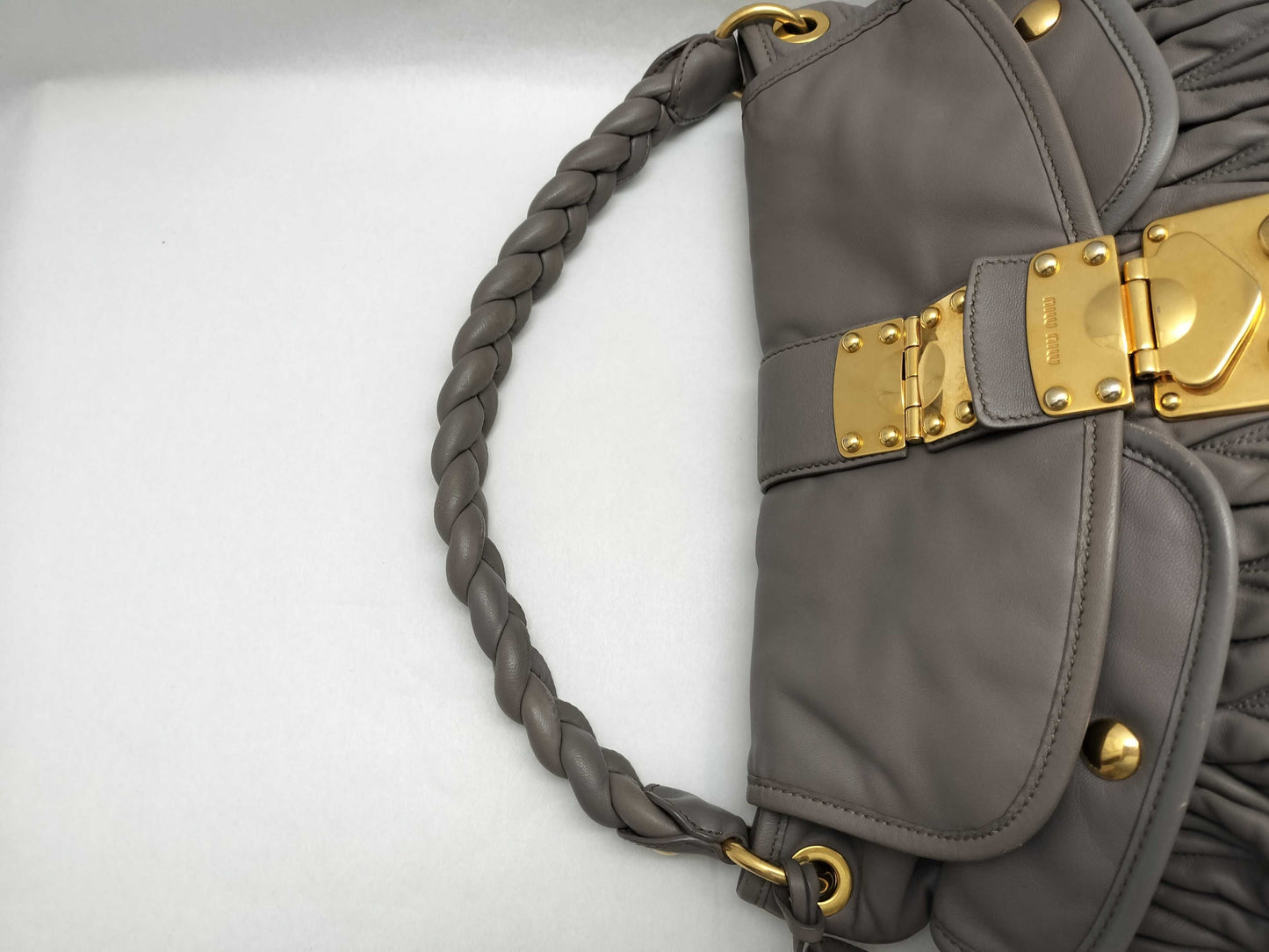 miu miu HK-Miu Miu RR1300 Matelasse Lambskin Grey Shoulder Bag