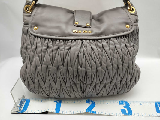 miu miu HK-Miu Miu RR1300 Matelasse Lambskin Grey Shoulder Bag