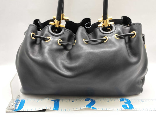 Salvatore Ferragamo HK - Salvatore Ferragamo Sonia black lambskin tote bag handbag