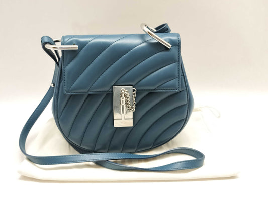 chloe HK-Chloe Drew Bijou Mini Calfskin Blue Shoulder Bag