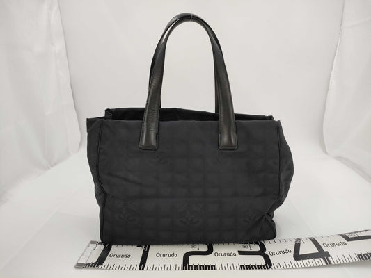 CHANEL New Travel Line Nylon and Leather Handbag in Black with Silver Hardware, Tote Bag