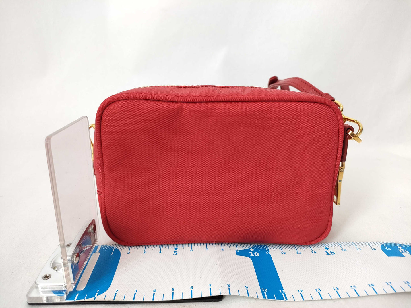 PRADA Nylon Prada Tesuto Nylon x Leather Shoulder Bag Red 1NF727 Shoulder Bag