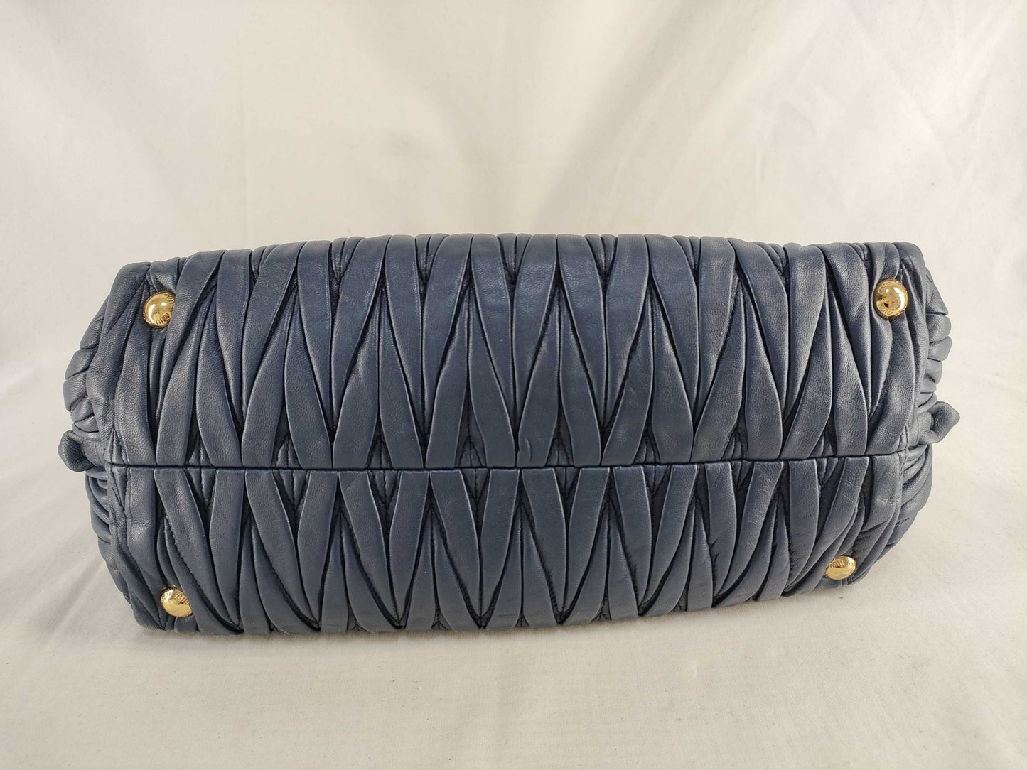 miu miu SG-Miu Miu Matelasse Leather 2way handbag Navy 5BB016 handbag