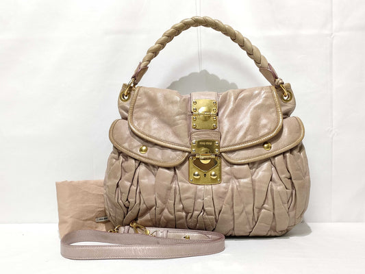 miu miu SG-Miu Miu Leather 2way Shoulder Bag Pink Shoulder Bag