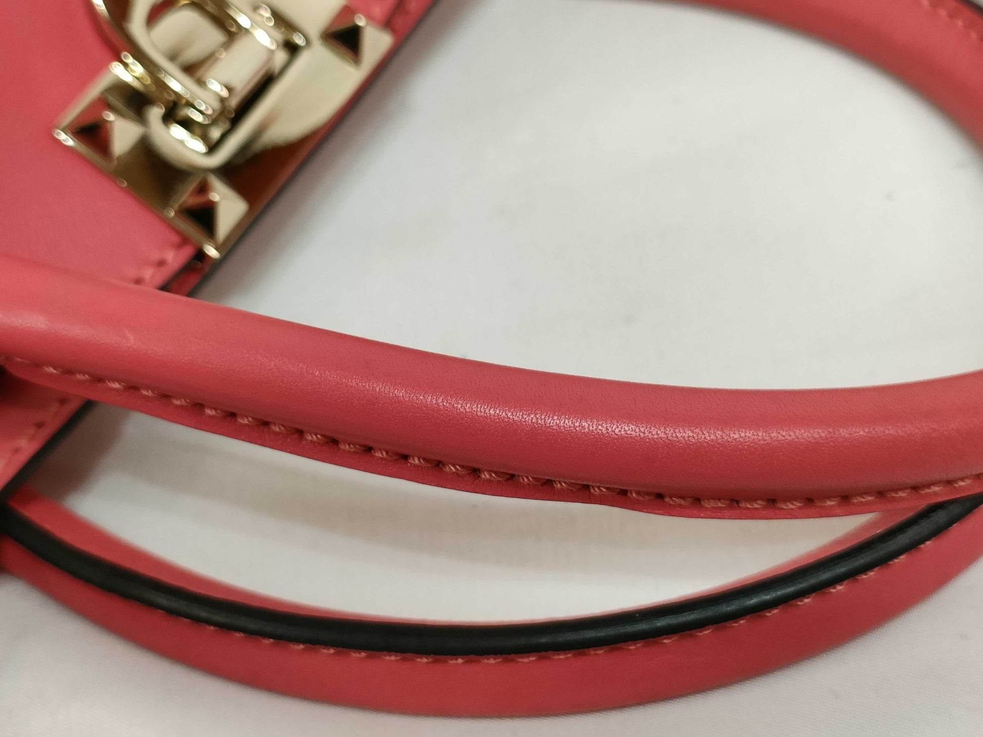 VALENTINO SG - Valentino Rockstud Leather 2-Way Handbag in Red Shoulder Bag