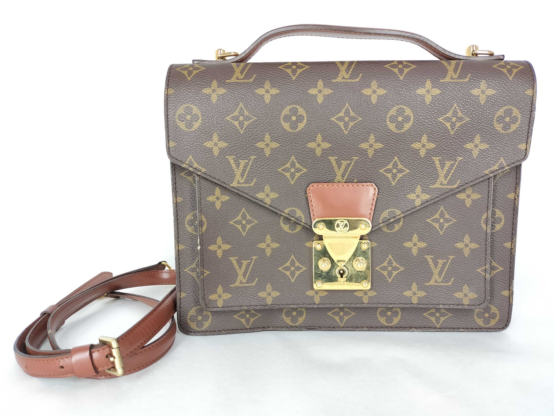 LOUIS VUITTON Monogram Vuitton Monogram Monceau M51185 Brown Handbag