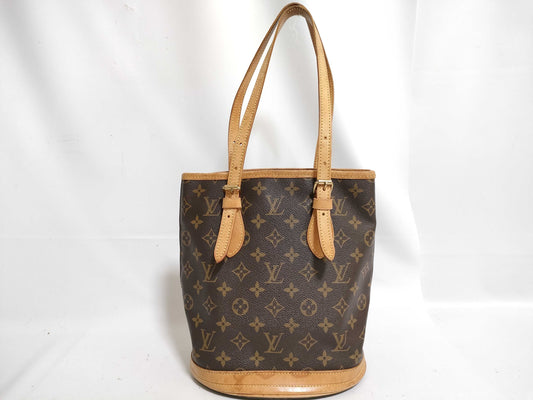 LOUIS VUITTON Monogram Vuitton Monogram Bucket PM M42238 VI0938 Brown Handbag