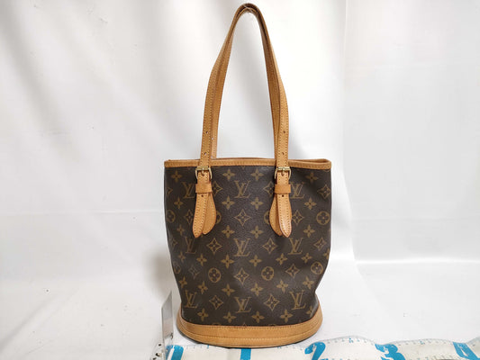 LOUIS VUITTON Monogram Vuitton Monogram Bucket PM M42238 VI0938 Brown Handbag