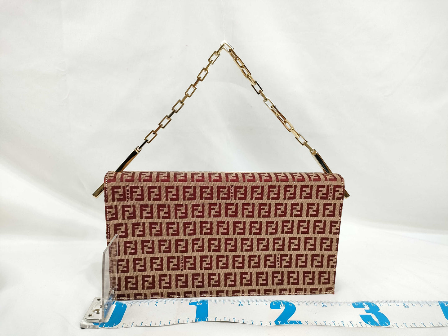 FENDI Zucca Print HK-Fendi Zuccino FF Red Shoulder Bag Handbag