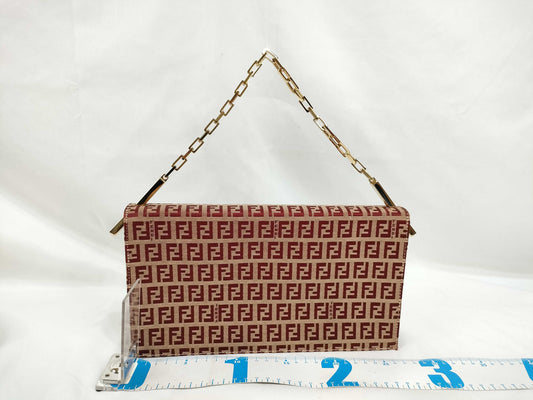 FENDI Zucca Print HK-Fendi Zuccino FF Red Shoulder Bag Handbag