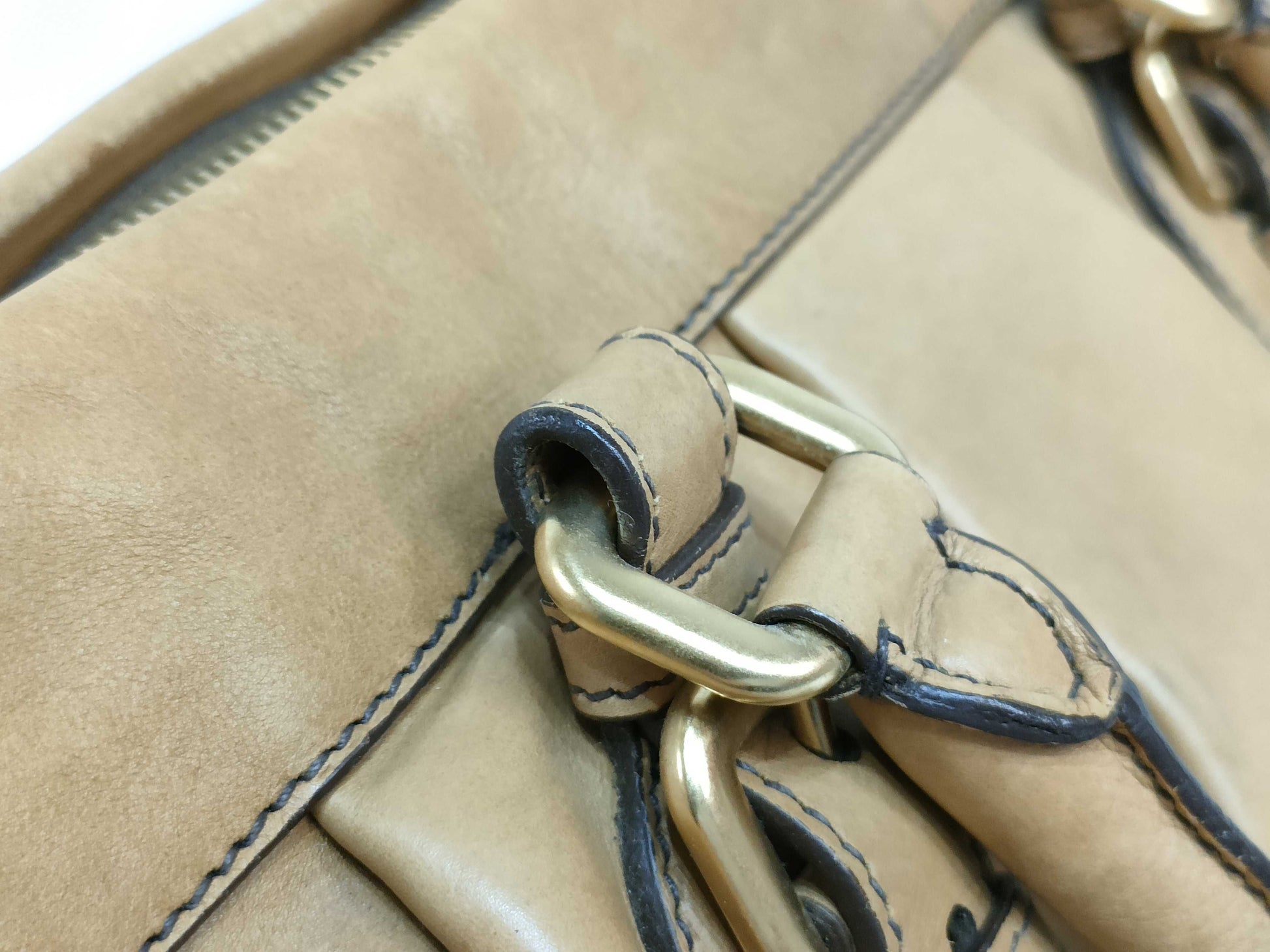 PRADA ID-Prada Cervo Leather Handbag Brown w/o Strap Handbag