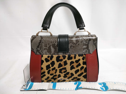 miu miu miu leather x harako 2-way handbag black 5BA133 handbag