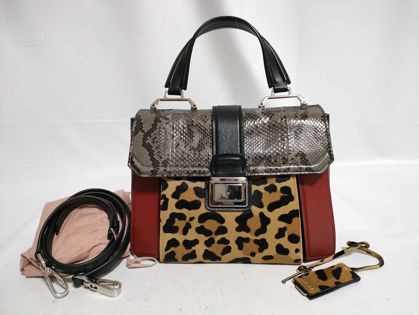 miu miu miu leather x harako 2-way handbag black 5BA133 handbag