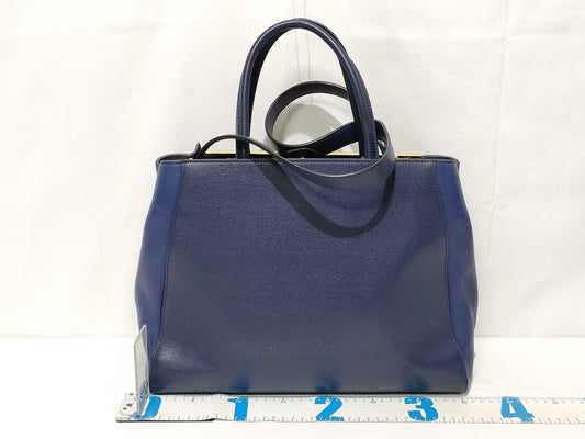 FENDI ID-Fendi Toujour Leather 2 Way Tote Bag Navy 8BH250 Tote Bag