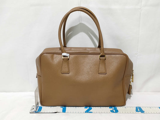 PRADA ID-Prada Saffiano Galeria Leather 2 Way Handbag Brown w/o strap Handbag