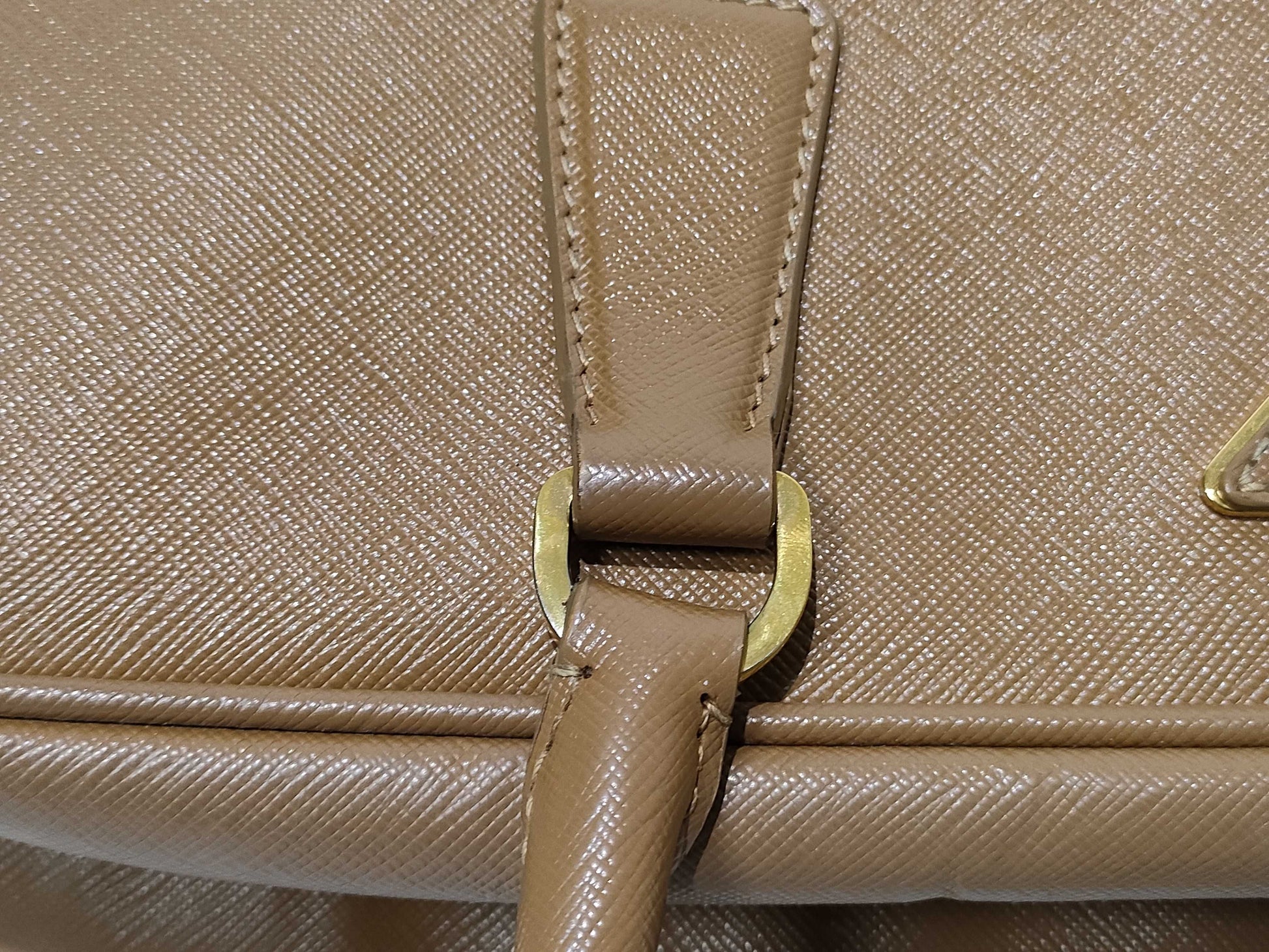 PRADA ID-Prada Saffiano Galeria Leather 2 Way Handbag Brown w/o strap Handbag